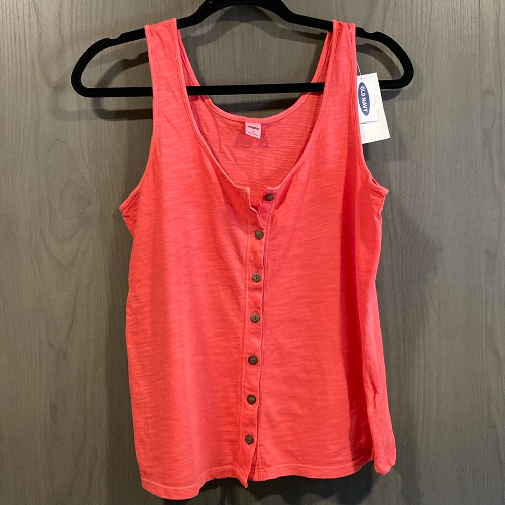 NWT Old Navy Coral 7 button Tank Top